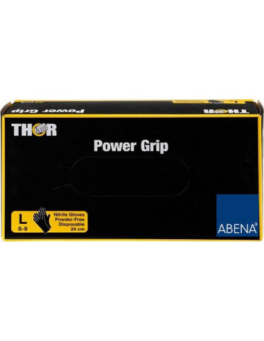 Rękawice nitrylowe warsztatowe czarne THOR Power Grip L